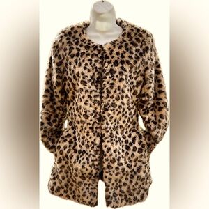 Leopard Print Faux Fur Swing Coat